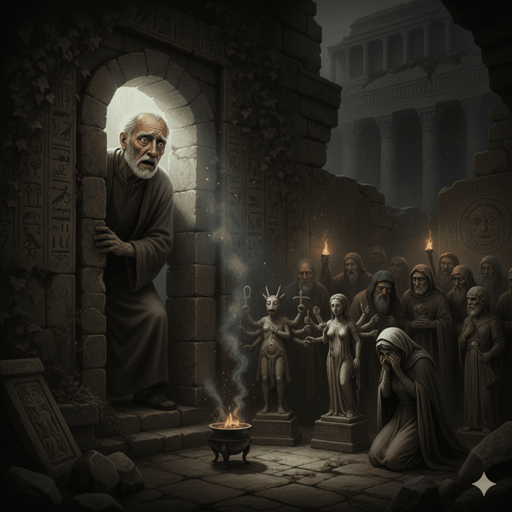 Ezekiel's vision – a sense of hidden, unsettling discovery within a sacred space.